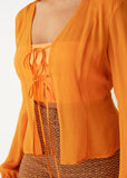 Stockholm Atelier & Other Stories orange sheer tie blouse