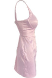 Post Meridien pink satin mini dress