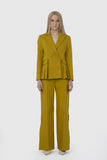 GIZIA Slit Detailed Wide Leg Yellow Trousers