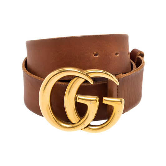 Gucci GG 40mm brown leather buckle belt