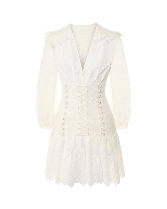 Zimmermann Linen Honour Corset White Mini Dress