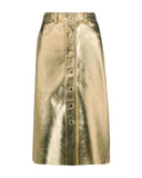 Sandro gold leather midi skirt