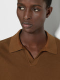 Zegna foliage brown polo shirt