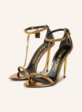 Tom Ford Gold 100mm chain embellished metallic heels