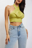 Meshki green halter neck linen top