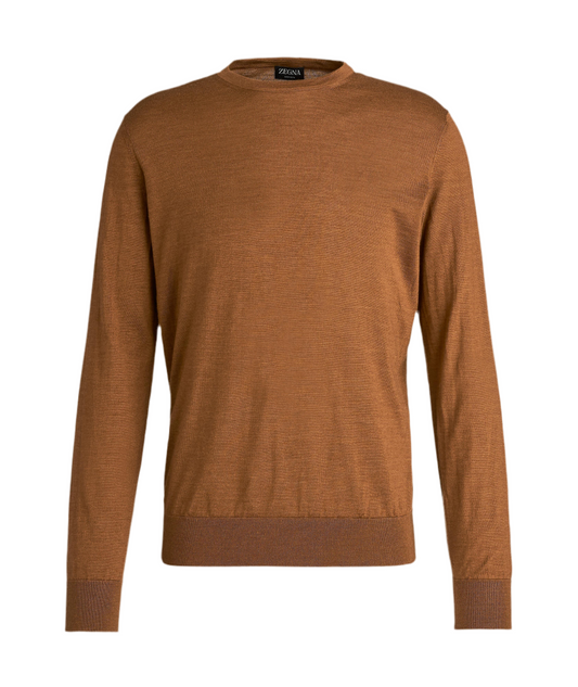 Zegna brown cashseta long-sleeve top