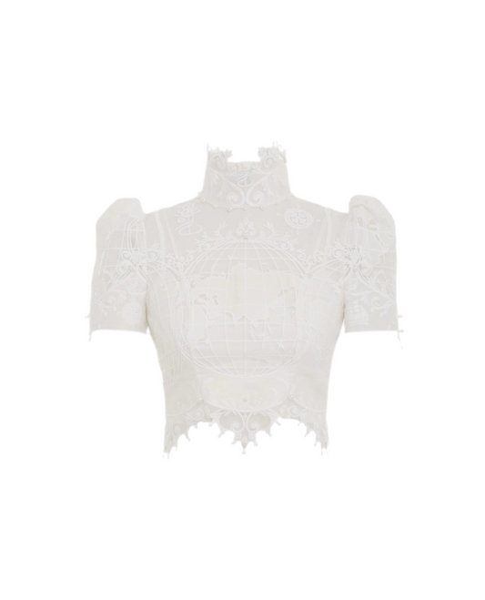 Zimmerman high tide embroidered lace crop top