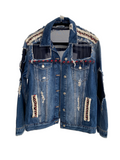 Gizia Denim jacket with embroidery and mesh