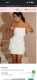 TATIANA Bandeau Ruffle Detail Mini Dress in White