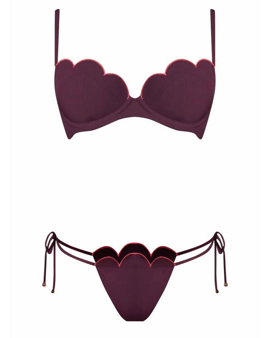 Agent Provocateur Lorna tie side bikini set in plum