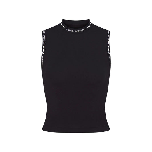 DOLCE&GABBANA x SKIMS black cotton jersey mock neck tank top