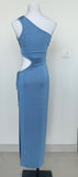 Missguided blue one shoulder long Dress