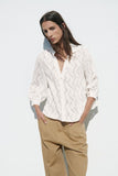 Zara semi-sheer contrast button up shirt