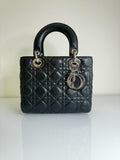 Dior Black Cannage Leather Medium Lady Dior Bag