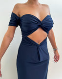 Runaway dark blue off shoulder dress