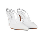 Aquazzura white and crystal heels