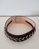 Balmain black wide belt with chain