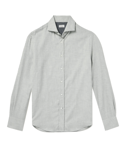 Brunellio Cucinelli grey slim fit button up shirt