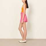 Sandro pink high-waisted shorts