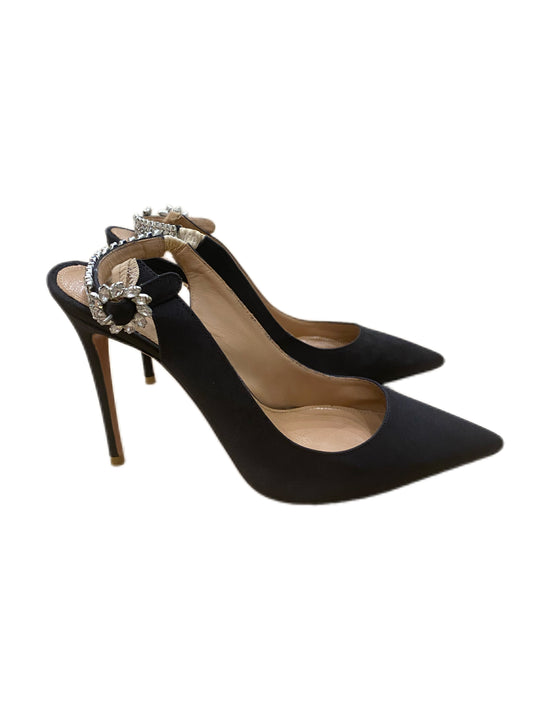 Aquazzura black and crystal heels