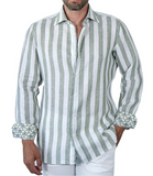 Massa Capri green and white striped linen shirt