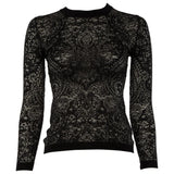 Balmain black jacquard semi-sheer top