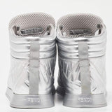 Fendi X Nicki Minaj Silver Laminated Leather High Top Sneakers