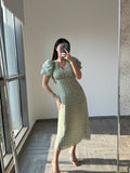 Exquise Green floral long Dress