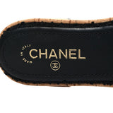 CHANEL Tweed Cork CC Chain Mule Sandal Black