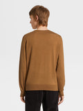 New Zegna brown cashmere crewneck sweater