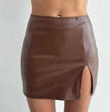 Fashion Nova brown leather Skirt