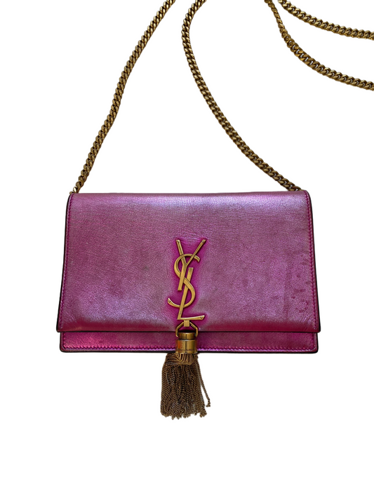 YSL metallic pink leather bag