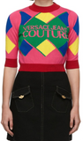 Versace Jeans Couture Pink & Red Logo Knit Turtleneck