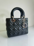 Dior Black Cannage Leather Medium Lady Dior Bag