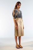 Sandro gold leather midi skirt