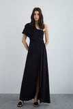 GIZIA Embroidered Long Crepe Dress