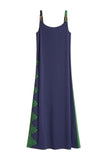 Tory Burch Embroided Knit Dress dark blue