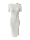 Balmain white knitted midi dress