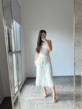 Flannel white tassel long Skirt