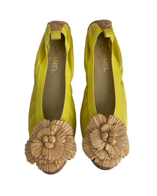 Chanel yellow ballerina flats