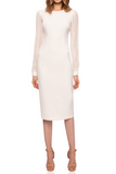 Nissa white silk sleeves midi dress