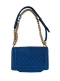 Chanel Medium Boy Bag Blue Caviar Light Gold Hardware