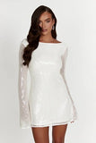 Meshki nala white sequin backless dress