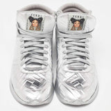 Fendi X Nicki Minaj Silver Laminated Leather High Top Sneakers