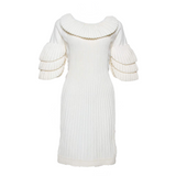 Chanel Cream Rib Knit Raffle Dress