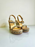 Christian Louboutin PYRADIAMS Studded Cork Wedge Sandals