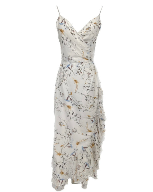 Manera Odevatca white floral wrap around long Dress