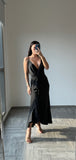 D’AngelAnn black satin long Dress