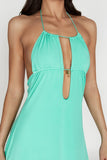 Meshki Kehlani Mint Halter Mini Dress