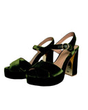 Tory burch dark green velvet Loretta heels